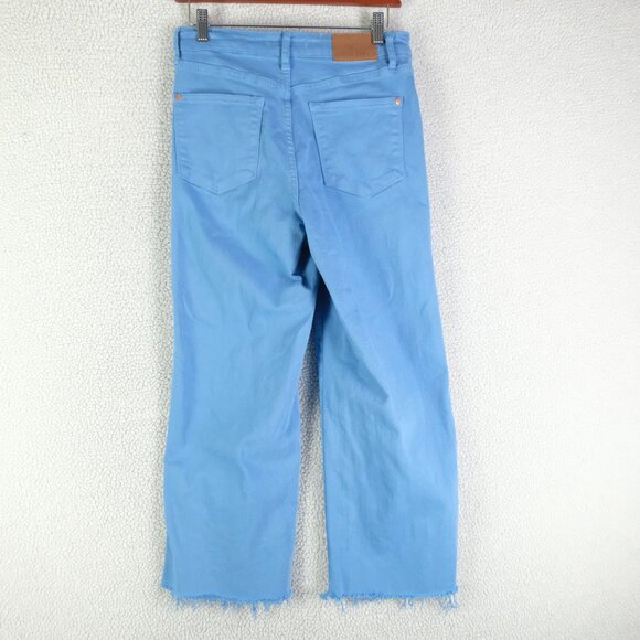 Judy Blue Jeans Womens 7 28 Blue High Rise Wide Leg Cropped Raw Hem Stretch - Picture 4 of 12